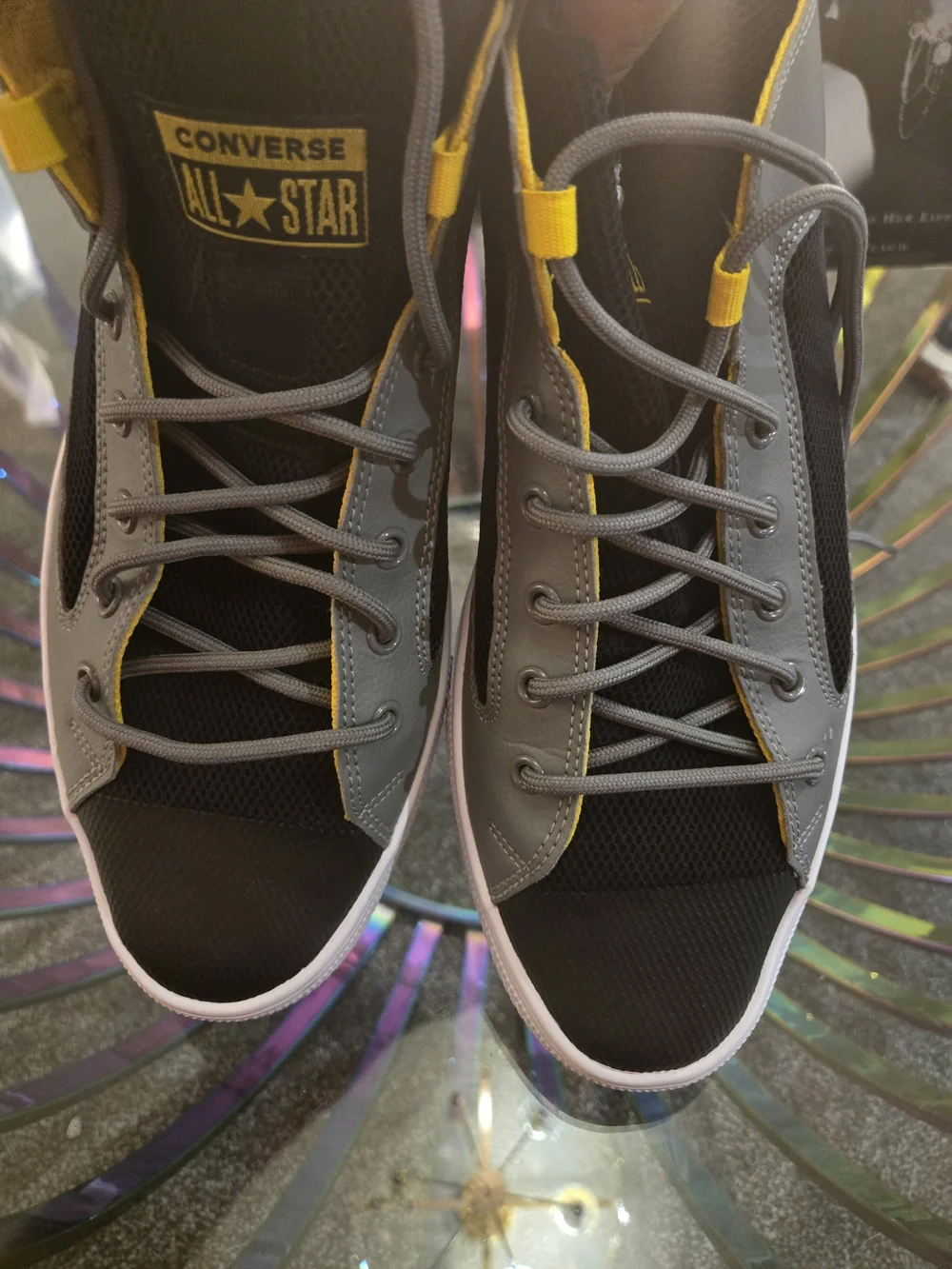 Converse Black, Gray & Yellow High-Top Sneakers Men Size 11.5 - Picture 7 of 10